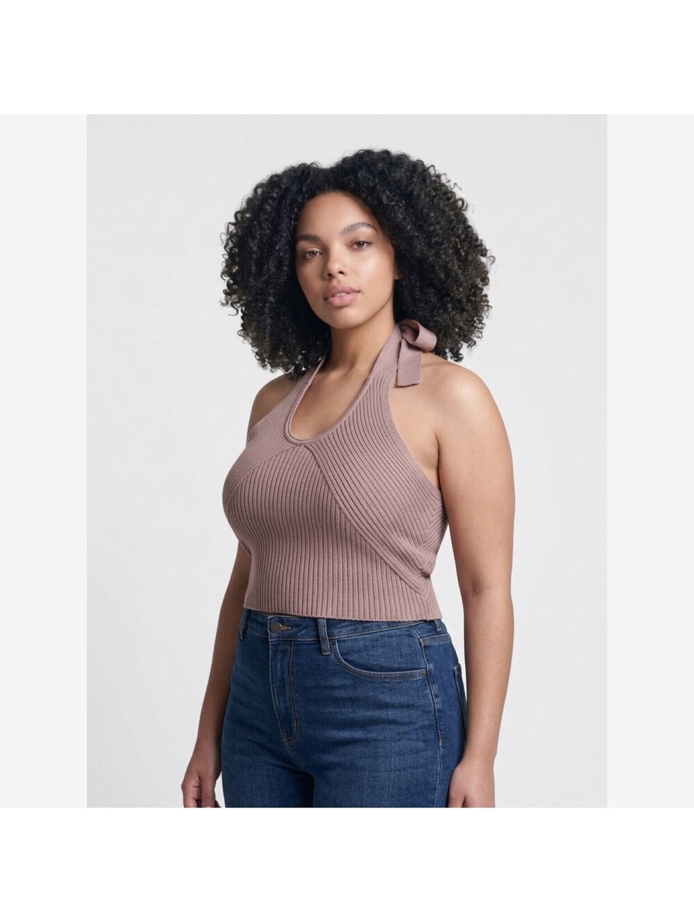 Dynamite Women's Ribbed Knit Halter Top Size L